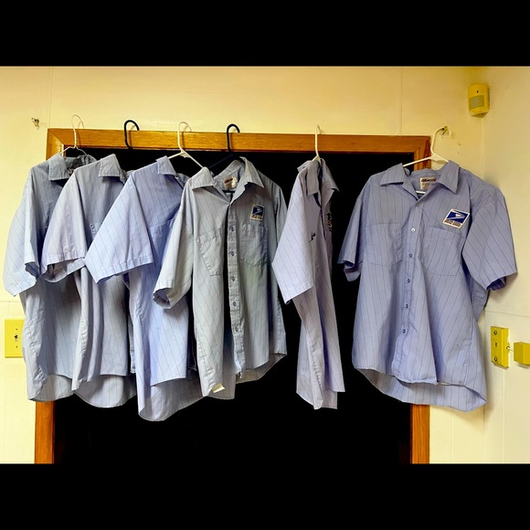 6 shirt bundle. Striped carrier short sleeved shirts. Size 17. - Picture 1 of 7
